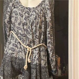 Sam Edelman navy blue and White Long Sleeve Sundress